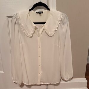 J. Crew Cream Blouse with Ruffled Collar